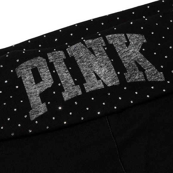 🔥VS Pink All Day ✨bling✨ cotton foldover waist flare leggings yoga pants XL NWT - Picture 5 of 8